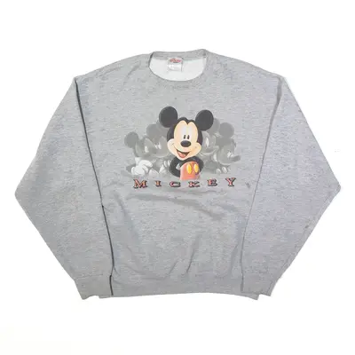 DISNEY Mickey Mouse Sweatshirt Grey Mens M