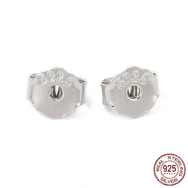 Rhodium Plated 925 Sterling Silver Friction Ear Nuts