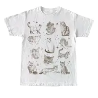 Vintage 90s Tattoo Cat Tshirt, Retro Kitten Nature Shirt, Cat Lovers Gift, Cats In Space Unisex Relaxed Adult Graphic Tee, Fu...