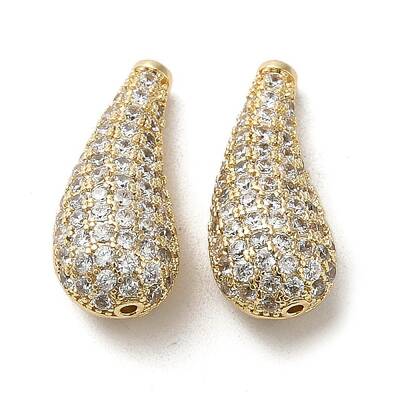 Brass Micro Pave Clear Cubic Zirconia Beads
