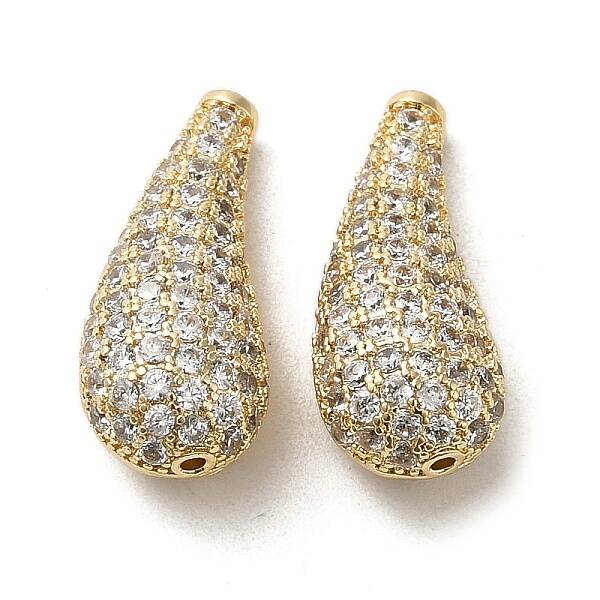Brass Micro Pave Clear Cubic Zirconia Beads