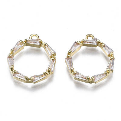 Brass Inlaid Clear Cubic Zirconia Pendants