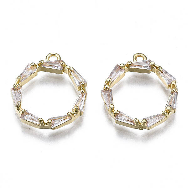 Brass Inlaid Clear Cubic Zirconia Pendants