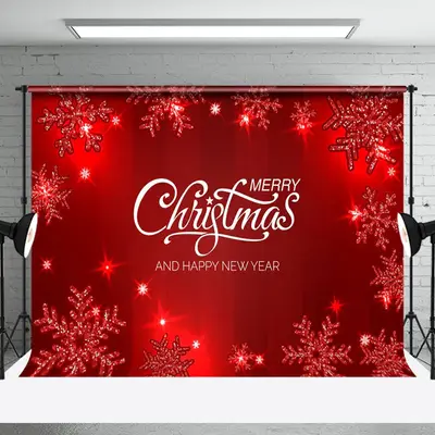 Aperturee Red Shining Snowflakes Christmas New Year Backdrop