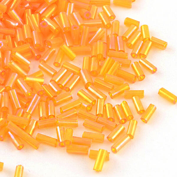 AB Color Plated Glass Bugle Beads