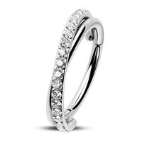 Oufer 18G Entwine CZ Hinged Segment Nose Hoop Ring