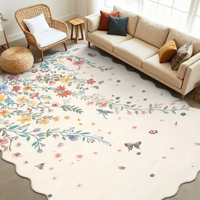 Garvee Large Floral 9x12 Area Rugs Soft Washable Non Slip Backing for Living Room Bedroom Dining Room Beige