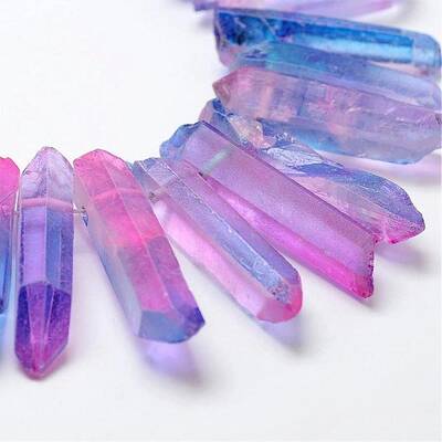 Electroplate Natural Quartz Crystal Beads Strands