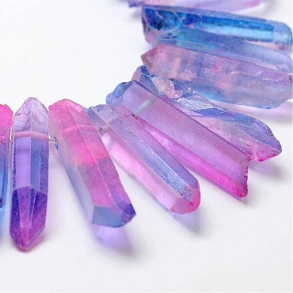 Electroplate Natural Quartz Crystal Beads Strands