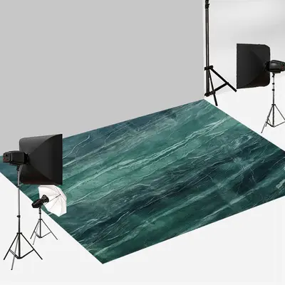 Green Wrinkle Leaves Texture Photography Floor Mat - Aperturee