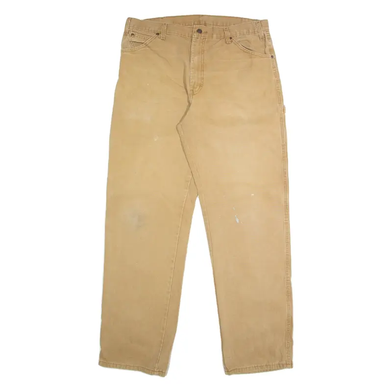 DICKIES Carpenter Cargo Mens Trousers Beige Regular Straight W36 L33