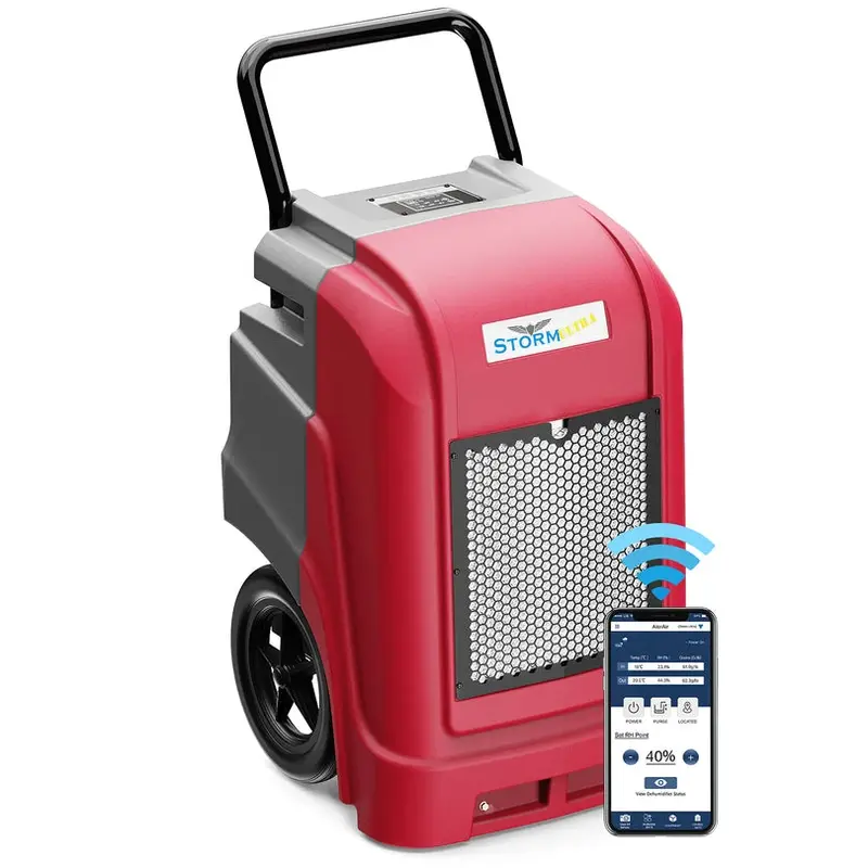 AlorAir® Storm Ultra | 190 Pints Smart Wi-Fi Large Capacity Industrial Dehumidifier for Basements, Garages & Job Sites - Red