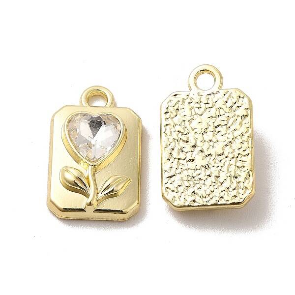 Glass Rectangle with Heart Pendants