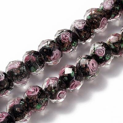 Handmade Gold Sand Lampwork Beads Strands