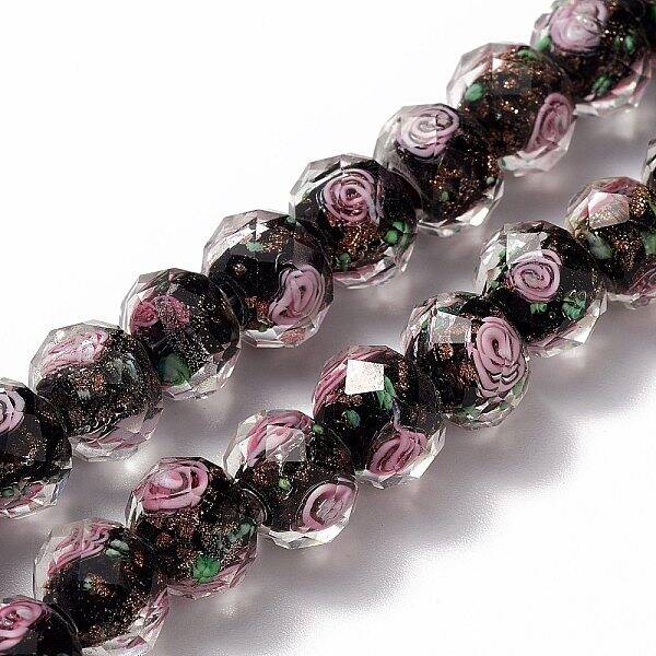 Handmade Gold Sand Lampwork Beads Strands