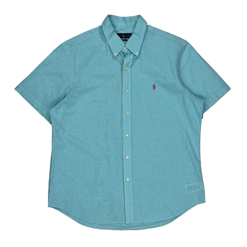 Ralph Lauren Checked Short Sleeve Shirt - XL Blue Cotton