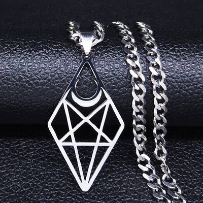 Hollow Out Diamond Moon 304 Stainless Steel Pendant Necklaces for Men Women