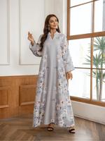 Women's Floral Print Long Sleeve Dress, Elegant Fashion Casual Modest Style Dress for Daily Outdoor Wear, Women's Islamic Clo...