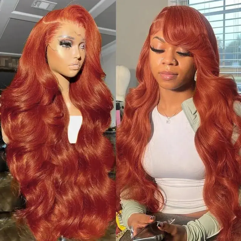 Bling Hair Body Wave 13x4 Lace Frontal Wig Light Reddish Brown Human Hair Colored Wig Pre Plucked 13X6 Lace Human Hair Wigs L...