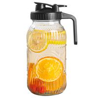Vintage Half Gallon Mason Jar Pitcher Large 64 oz Wide Mouth with Lid - 2 Quart Airtight Glass Jug for Water, Juice, Milk, Te...