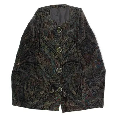 Womens Blazer Jacket Black Velvet 90s Paisley L