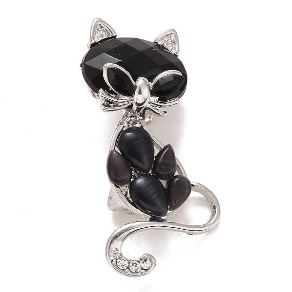 Rhinestone Cat Badge