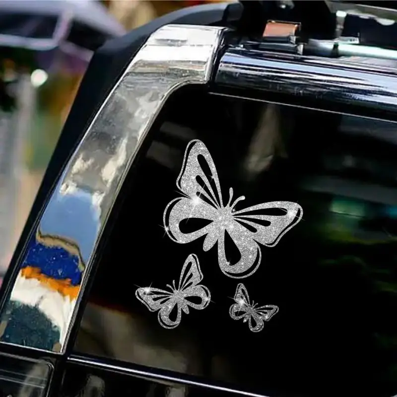 Butterfly Pattern Car Stickers, Shiny Cute Car Styling Sticker, Universal Sticker for Motorcycle Decor