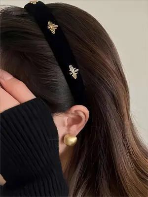 Women's Fashion Hair Hoop with Bee Design, Elegant Headband For Daily Wear, Hair Accessories For Women & Girls