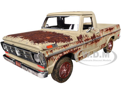 1972 Ford F-100 Pickup Truck Beige (Rusted) Weathered Treasures Series 1/24 Diecast Model Car by Motormax