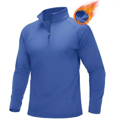 MAGCOMSEN Men's Quarter Zip Pullover Fleece Lined Long Sleeve 1/4 Zip Golf Shirt Athletic Running Fishing Sweatshirts