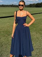 Women's Plain Backless Bodycon Dress, Elegant Fitted Spaghetti Strap Sleeveless Dress for Party Club Holiday, Ladies Summer C...