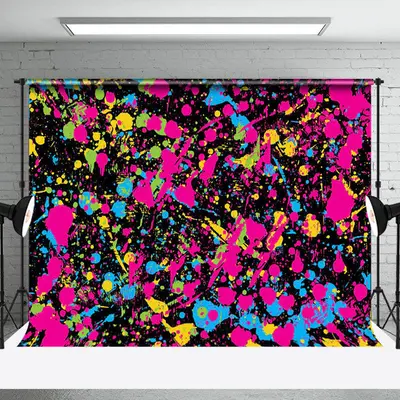 Colorful Splashing Ink Black Photo Booth Backdrop - Aperturee
