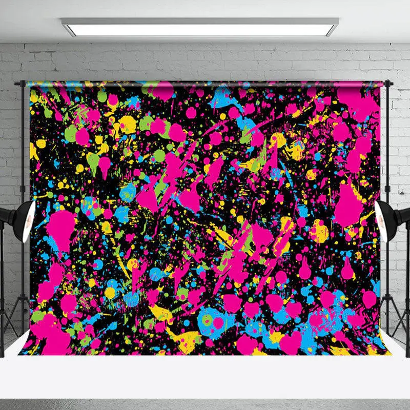 Colorful Splashing Ink Black Photo Booth Backdrop - Aperturee
