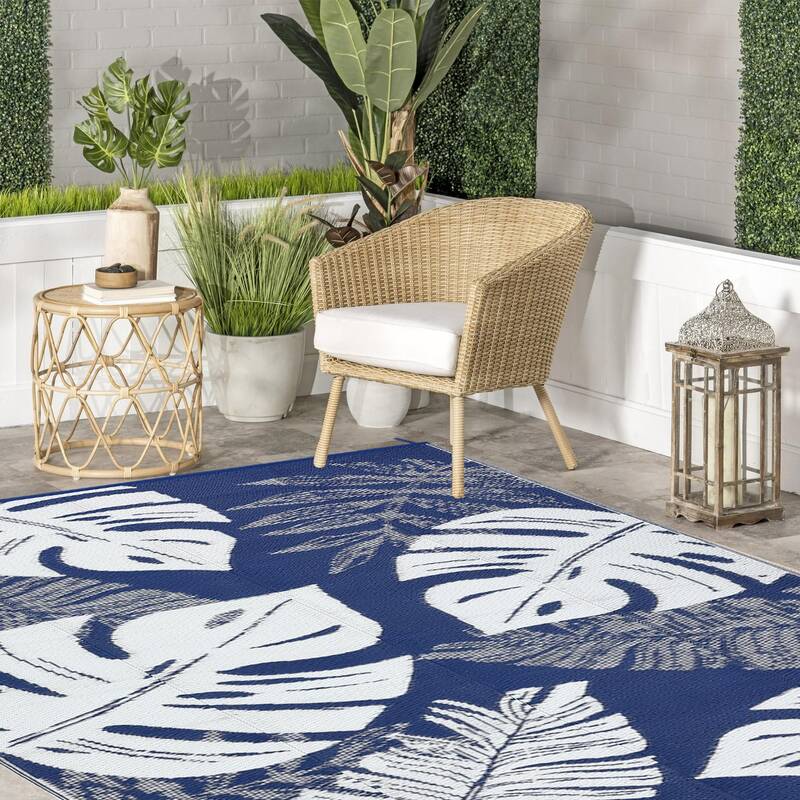 Garvee Outdoor Dark Blue 10x20 Ultra Large Area Rug Non-Slip Waterproof Plastic Outdoor Mat Fade-Resistant Stain-Resistant Ca...