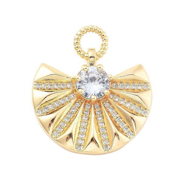 Brass Micro Pave Cubic Zirconia and Glass Pendants