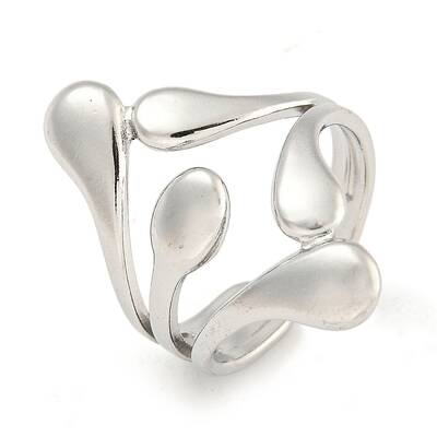 Non-Tarnish 304 Stainless Steel Teardrop Open Cuff Ring for Women