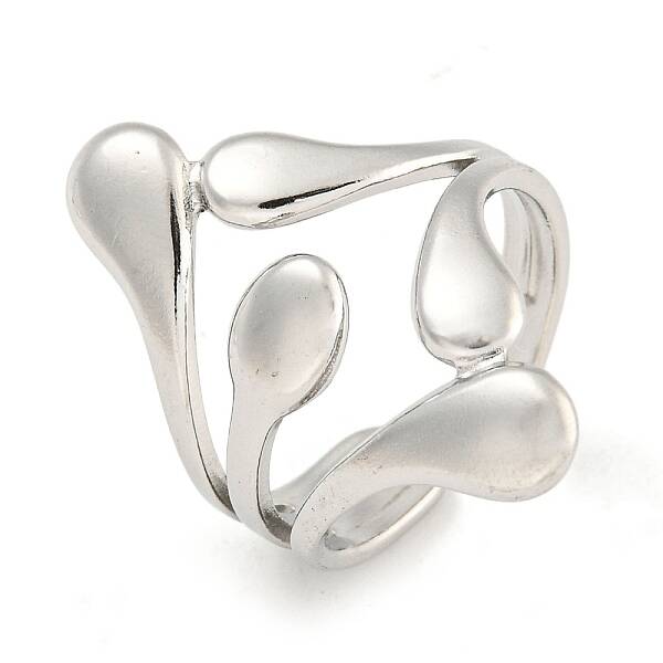 Non-Tarnish 304 Stainless Steel Teardrop Open Cuff Ring for Women