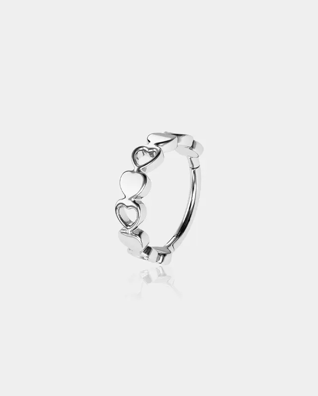 Heart Hinged Segment Titanium Cartilage Ring - 10mm