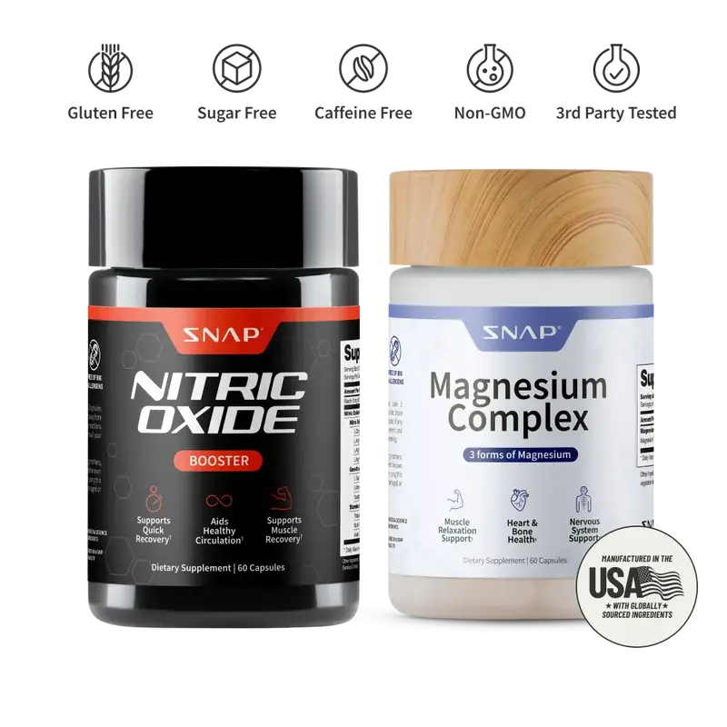 Snap Supplements - Nitric Oxide Booster 60ct + Magnesium Complex - Natural Supplement Bundle
