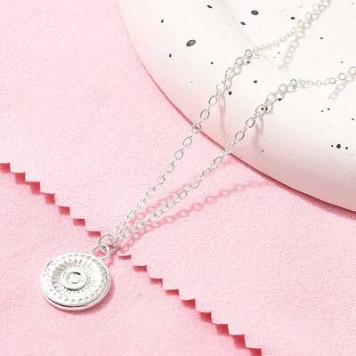 304 Stainless Steel Flat Round Coin Pendant Cable Chain Necklaces for Women