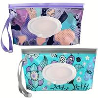 Portable Tissue Storage Bag, 2 Counts/set Cute Zipper Flip-top Tissue Storage Bag, Bathroom Accessory, Lightweight Reusable T...