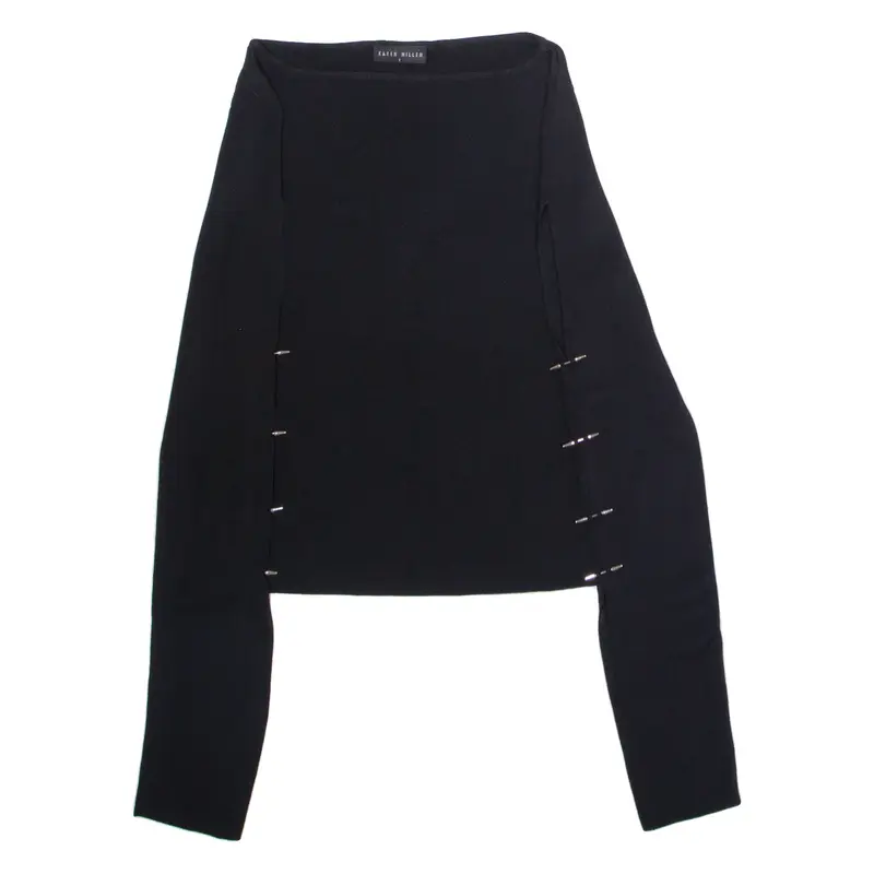KAREN MILLEN Womens Jumper Black Tight Knit Viscose XXS