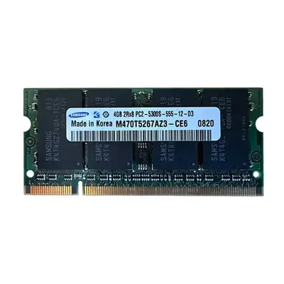 Samsung M470T5267AZ3-CE6 | 4GB DDR2-667MHz PC2-5300 Non-ECC Unbuffered SODIMM CL5 2Rx8 1.8V 200-Pin Memory Module