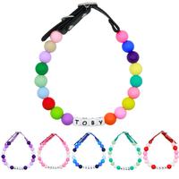 Custom Beaded Name Collar for Dogs and Cats - Small, Medium and Large Pets-Adjustable Handmade in the USA with Colorful Beads...