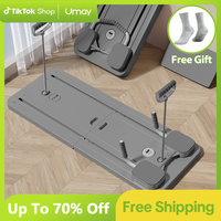 Multi-functional Ab Exercise Board,Foldable Home Pilates Reformer with Knee Mat,Timer and Resistance Bands,Abs Workout Equipm...