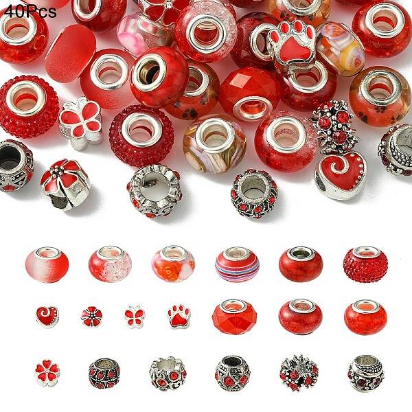 DIY Resin & Alloy Enamel European Beads Jewelry Making Finding Kit