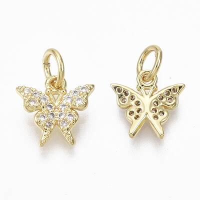 Brass Micro Pave Cubic Zirconia Charms
