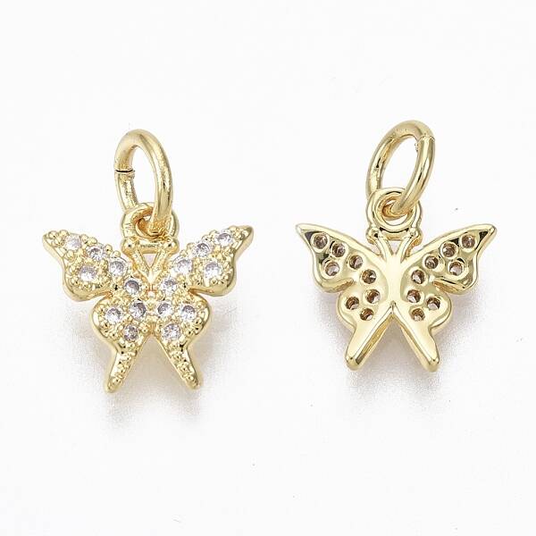 Brass Micro Pave Cubic Zirconia Charms