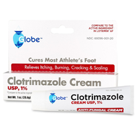 Globe Clotrimazole Antifungal Cream 1% USP (1 oz), Anti Fungal Treatment, Relieves Itching, Burning, Cracking and Scaling Ass...