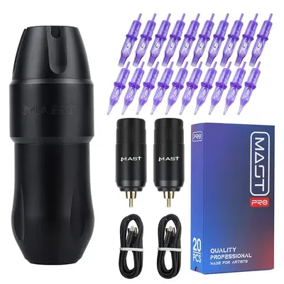 Mast Tour Pro Pen Tattoo Machine Wireless Kit With 20Pcs Cartridges Needles